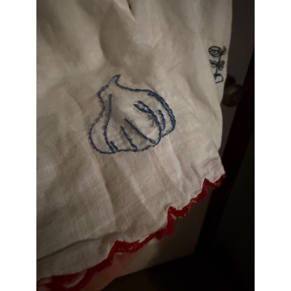 MAEVE Linen Blend Embroidered Scallop Trim Short Sleeve Button Down Shirt - Picture 5 of 10